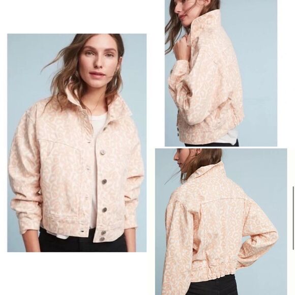 ANTHROPOLOGIE Pilcro Printed Trucker Jacket-L - Picture 1 of 10